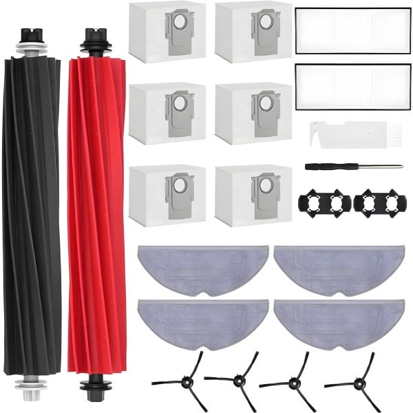 PolkaHome® accessoireset geschikt voor Roborock S8, S8+, S8 Pro Ultra Robot Vacuüm Vervangende Onderdelen, 2 hoofdborstels, 6 stofzakken, 4 zijborstels, 2 filters, 4 reinigingsdoekjes, robotstofzuiger accessoireset, stofzuigerrobot
