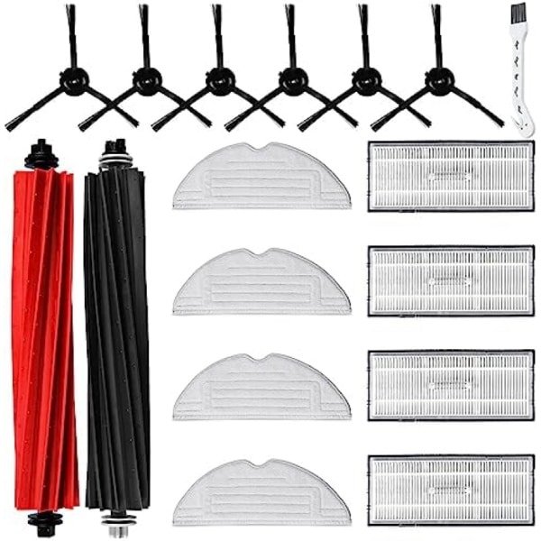 PromoHome 17 stuks accessoires voor Roborock S8/S8+ robotstofzuiger met 2 hoofdborstels, 4 reinigingsdoeken, 4 filters, 6 zijborstels, 1 reinigingsborstel