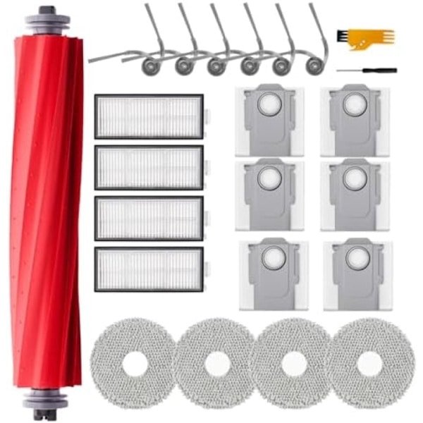 PromoHome 21-delige Reserveonderdelen Set voor Robotstofzuigers - Hoofdborstel, Filters, Reinigingsdoeken, Stofzakken en Zijborstels - Compatibel met Diverse Modellen
