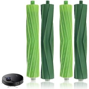 PromoHome 4-delige borstelaccessoires compatibel met Roomba i7 i7+ E5 E6 i3 i8+ robotstofzuiger, reserveonderdelen borstelcassette van rubber, reserverol, set met verwijderingsrollen.