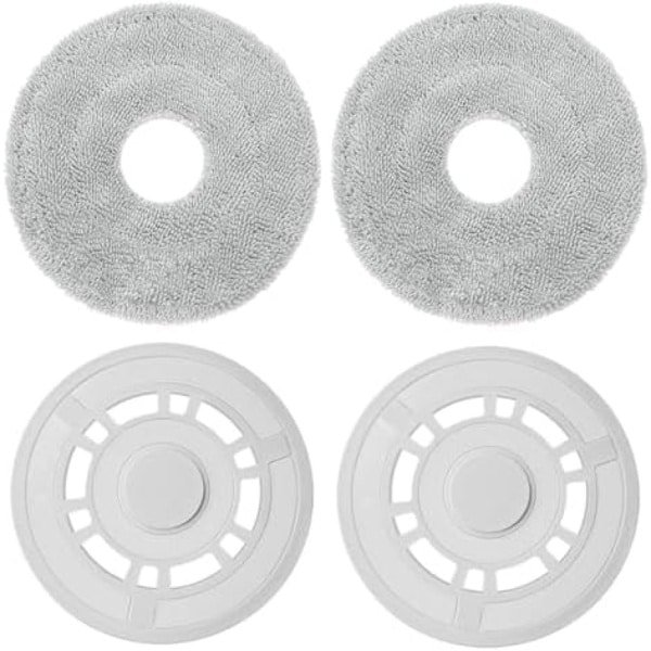 PromoHome 4x Mopdoeken met dweilplaten - Geschikt voor Xiaomi X20+ en Dreame L10S Pro Gen 2 / L10 Ultra / L10S Pro / L10S Ultra / L10 Prime / X20 Pro robotstofzuigers - dweilpads en dweilhouders
