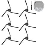 PromoHome 6-delige set zijborstels voor robotstofzuigers - Zachte siliconen borstels met reinigingshulp