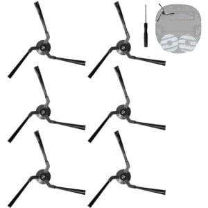 PromoHome 6-delige set zijborstels voor robotstofzuigers - Zachte siliconen borstels met reinigingshulp
