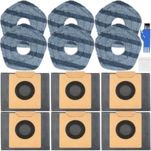 PromoHome Vervangende Stofzakken en Dweilen Set voor Robotstofzuigers - 6 Stuks Stofzakken, 6 Stuks Microvezel Dweilen, Schoonmaakborstel en Waszak - Geschikt voor Verschillende Merken