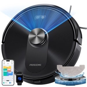 Proscenic Q10 robotstofzuiger combineert stofzuigen en dweilen in één apparaat: 8000 Pa zuigkracht, 200 minuten/230 m² accuduur, LiDAR, obstakeldetectie, bedienbaar via Alexa, Siri en Apple Watch, geschikt voor harde vloeren en tapijten.