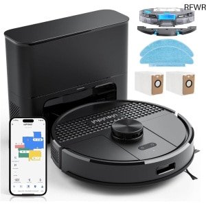 RFWR® Robotstofzuiger met Afzuigstation en Dweilfunctie - 4500Pa met Laser-Navigatie en App-besturing