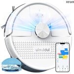 RFWR® Robotstofzuiger met Dweilfunctie en Lasernavigatie - 4500Pa Stofzuigrobot met APP-Besturing en 150 Min Looptijd