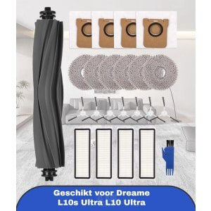 Reserveonderdelen accessoireset Geschikt voor Dreame L10s Ultra / L10 Ultra/robotstofzuiger, 1 hoofdborstel, 7 zijborstels, 4 filters, 6 dweilpads, 4 stofzakken, 1 x reinigingsborstel,