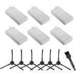 Reserveonderdelen gescht voor ILife ZACO V3, V3s, V5, V5s, V5s, V5x, V5x robotstofzuiger, 6 filters + 6 zijborstels (links + rechts), verpakking van 12 stuks