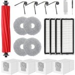 Reserveonderdelen voor robotstofzuiger - Set van 12 - Zwart - Rubber en microvezel