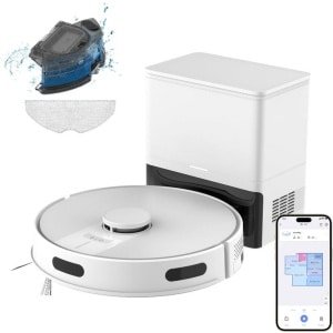 Robotstofzuiger - met Dweilfunctie - 4000Pa - 220 m² - All-in-One Station - 280ml Tank - Autonomie van 170min - LiDAR-Navigatie - App - Alexa - Wit