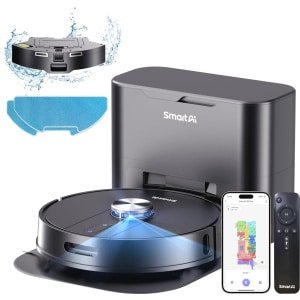 Robotstofzuiger met Dweilfunctie en App-besturing - Lasernavigatie, Zelflegend Zuigstation, Multi-etage Mapping voor Dierenharen en Tapijt