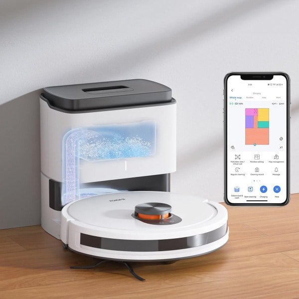 Robotstofzuiger met Dweilfunctie en Automatische Vuilcontainer - 4000 Pa Zuigkracht en Lasernavigatie