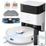 Robotstofzuiger met dweilfunctie en LiDAR navigatie, 180 minuten looptijd, sterke zuigkracht, automatische leegloop en app-besturing
