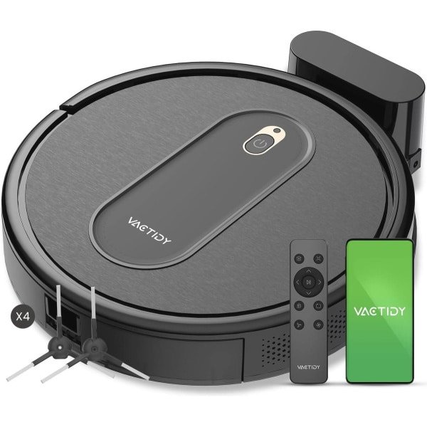 Robotstofzuiger met slimme bediening, sterk in zuigkracht voor tapijt en harde vloeren, ideaal voor dierenharen