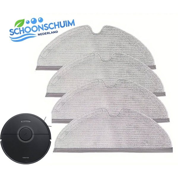SCHOONSCHUIM® Roborock Robotstofzuiger Dweildoek - 4x Verbeterde Microvezel Dweildoeken voor Roborock Q8 Max/Q8/Q7 Max+/Q7 Max/Q7+/Q7/S6 Pure/S6 MaxV/S6/S5 Max/S5 - Herbruikbare Dweilpads van Hoge Kwaliteit