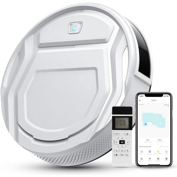 SCH® Robotstofzuiger met app - Robotstofzuiger - Robotstofzuiger huisdieren - Wit - ‎28cm x 28cm x 8cm