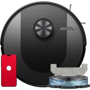 SCH® Robotstofzuiger met app - Robotstofzuiger - Robotstofzuiger huisdieren - Zwart - ‎32cm x 32cm x 10cm