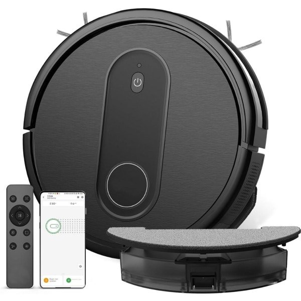 SCH® Robotstofzuiger met laadstation - Robotstofzuiger - Robotstofzuiger huisdieren - Zwart - ‎31cm x 31cm x 8cm