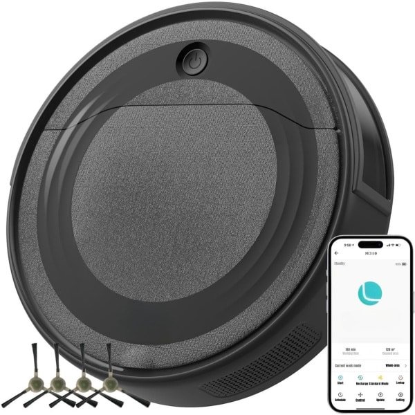 SCH® Robotstofzuiger met laadstation - Robotstofzuiger - Robotstofzuiger huisdieren - zwart - ‎28cm x 28cm x 8cm