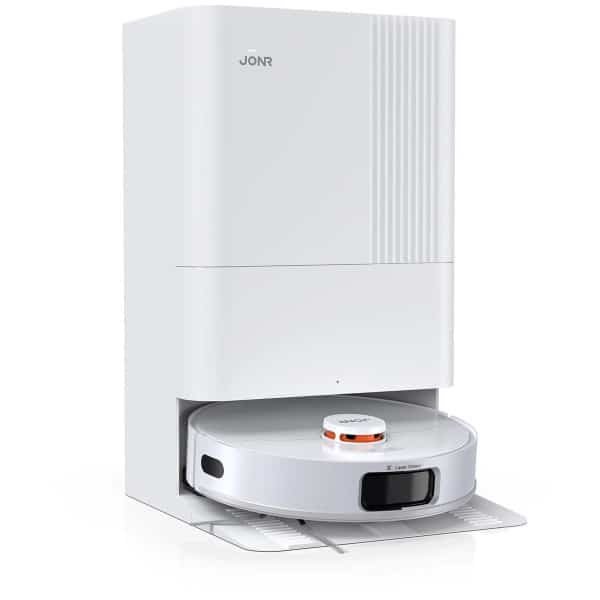 Seastone - JONR P20 - Robotstofzuiger Met Dweilfunctie Met Warme Lucht Om te Drogen - 8000 PA - Zeer Krachtige Zuigkracht - Vermijden van Obstakels - Adaptief Kantdweilen - Hete Lucht Drogen - Anti-tangle Roller Brush + Automatische Leegfunctie - Wit