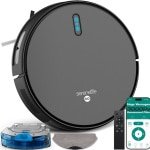 SereneLife Smart Robotstofzuiger met Dweilfunctie - 3000Pa Zuigkracht, App-besturing, 4 Schoonmaakmodi, Anti-Val Sensoren, Zelf-oplaadfunctie, Ideaal voor Dierenharen, Harde Vloeren en Tapijt, Zwart