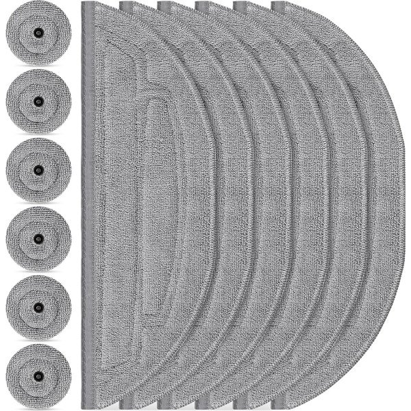 Set van 12 dweildoeken voor Roborock S8 MaxV Ultra robotstofzuiger, 6 dweilen en 6 zijwisser, zilverionen microvezel VibraRise 3.0 dweilsysteem, accessoires