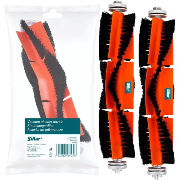 Sillar, Set 2 stofzuigerborstel, rolborstel, hoofdborstel voor robotstofzuiger, geschikt voor Xiaomi Mi Robot Vacuum Cleaner, Mi Roborock, Robot Vacuum Cleaner, vervanging SDZS01RR SDZS03RR SDZS04RR