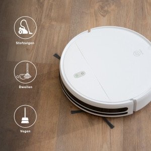 Sinji Smart Robotstofzuiger met Laadstation - Draadloos dweilrobot - Geschikt voor huisdierharen - App Besturing & Planning, Wit