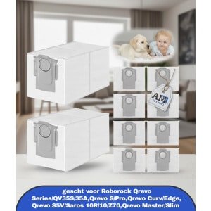 Stofzakken gescht voor Roborock Qrevo Series/QV35S/35A,Qrevo S/Pro,Qrevo Curv/Edge,Qrevo S5V/Saros 10R/10/Z70,Qrevo Master/Slim Robotstofzuiger Accessoires,10 Stuks 3L Stofzuigerzakken met Hoge Capaciteit