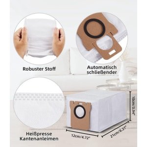 Stofzakken voor robotstofzuiger met groot capaciteitsreserve - Set van 8 stuks. Met 2,5L capaciteit voor Xiaomi X10+ / X20+ & Dreame L10s Ultra / L20 Ultra / L10 Ultra. Vervangende accessoireset.