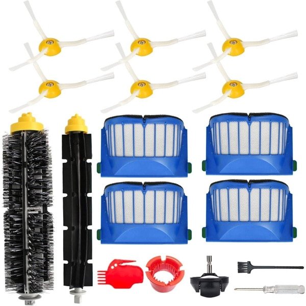 Stofzuiger Vervangingsset - Vervangonderdelen Accessoires Kit voor iRobot Roomba - 675 694 692 614 670 677 671 691 676 639 679 615 600 Serie Robotstofzuiger Bevestiging, 1 Voorwiel, 1 Borstel, 6 Zijborstels, 4 Filters
