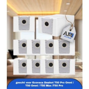 Stofzuigerzak gescht voor Ecovacs Deebot X8/X9 PRO Omni/T50 Pro Omni/T50 Max Pro/T50 Omni/T80/T30C robotstofzuiger,actieve koolstofzak accessoires,10 stuks 3L capaciteit stofzuigerzakken,reserveonderdelen