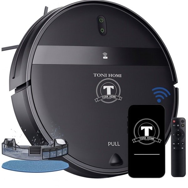 TONIHOMI® G20 - Robotstofzuiger met dweilfunctie - Automatisch opladen - Robotstofzuiger met app - Robotstofzuiger huisdieren - Dweilrobot - Zwart