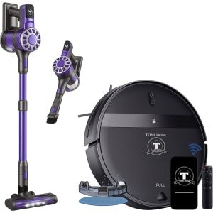 TONIHOMI® G20 + V07 - Combi deal Robotstofzuiger met dweilfunctie en steelstofzuiger - Automatisch opladen - Robotstofzuiger met app - Robotstofzuiger huisdieren - Dweilrobot - Zwart