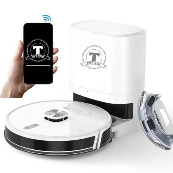 TONIHOMI® Q8- Robotstofzuiger met dweilfunctie - Automatisch legen - Robotstofzuiger met laadstation - LDS Laser navigatie - Wit