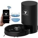 TONIHOMI® V8pro Robotstofzuiger Met Dweilfunctie - Robotstofzuiger met leegstation - Robotstofzuiger met laadstation - LDS Laser navigatie - Robotstofzuiger huisdieren - Dweilrobot - Zwart