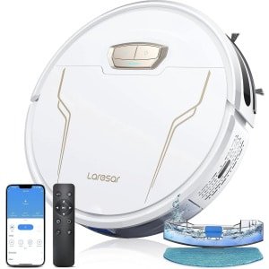 Trovado® Robotstofzuiger Met Dweilfunctie - Robot Stofzuiger - 5000Pa - Met App Besturing - Snoerloos - Huisdieren - Tapijt - Wit/Goud - Draadloos