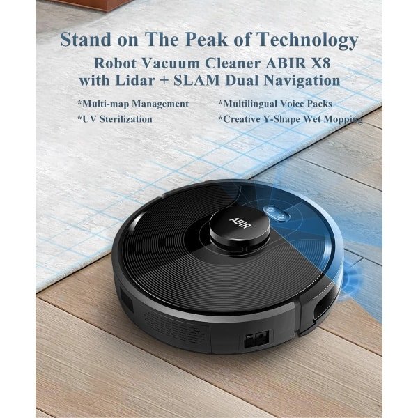 UnityMarketplace® - Robotstofzuiger - Laser Systeem - 600ml Vuilniszak - Met App - UV Sterilizatie - Software Virtuele Barrière -Zwart