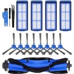 Vacuümvervangingsonderdelen geschikt voor Eufy Robovac 11S Max, Robovac 15C Max, Robovac 30C Max, G20, G30, G30 Edge, G10 hybride robotstofzuiger, vervangingsonderdeel 1 hoofdborstel, 8 zijborstels, 4 filters