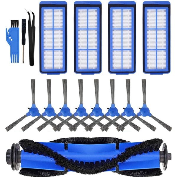 Vacuümvervangingsonderdelen geschikt voor Eufy Robovac 11S Max, Robovac 15C Max, Robovac 30C Max, G20, G30, G30 Edge, G10 hybride robotstofzuiger, vervangingsonderdeel 1 hoofdborstel, 8 zijborstels, 4 filters