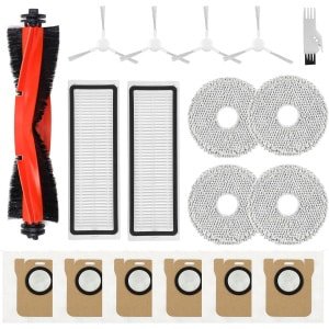 Vervangende Accessoires gescht voor Xiaomi X20+/X10+, voor Dreame L10s Ultra/L10 Ultra/L10 Prime Robotstofzuiger, 1 Hoofdborstel, 4 Zijborstels, 2 HEPA-filters, 4 Reinigingsdoeken, 6 Stofzakken