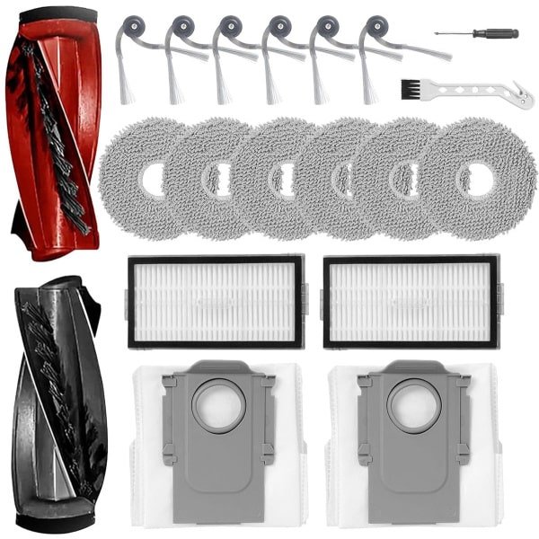 Vervangende accessoires voor robotstofzuiger - set van 2 rolborstels, 6 zijborstels, 6 dweilkussentjes