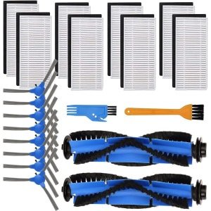 Vervangende onderdelen geschikt voor Eufy RoboVac 11S, 15C, 30, 30C, 12, 35C robotstofzuiger, accessoireset 8 zijborstels, 2 hoofdborstels, 8 filters, 2 reinigingsgereedschappen (18 stuks)