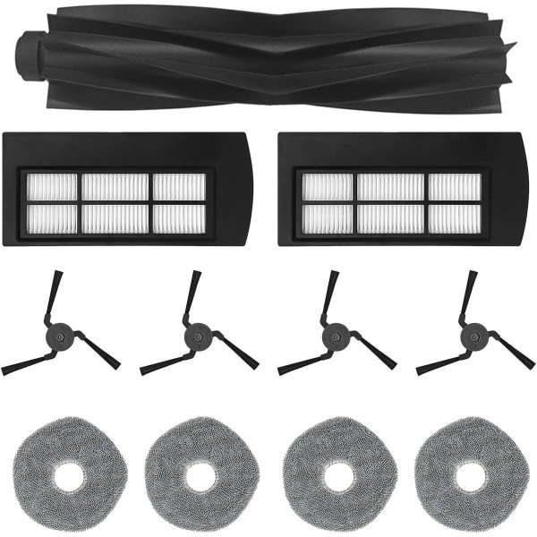 Vervangingsset voor stofzuigeraccessoires, geschikt voor EUFY X9 Pro/X9-serie, onderdelen voor robotstofzuigers en dweilreinigers: 1 hoofdborstel, 4 zijborstels, 2 filters, 4 dweildoekjes