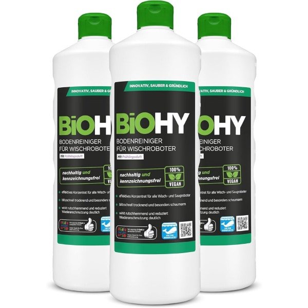 Vloerreiniger voor Dweilrobots - 3 x 1L | Schuimvrij & Streeploos | Duurzaam 1:200 Concentraat