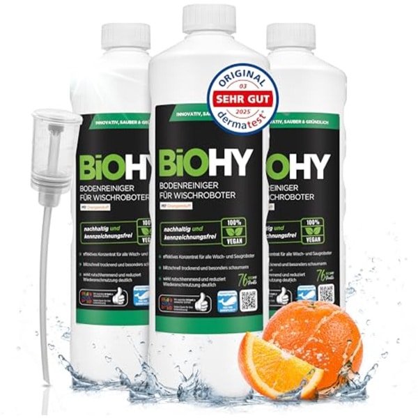 Vloerreiniger voor Dweilrobots - Sinaasappelgeur - Streepvrij Reinigingsmiddel - 3 x 1 Liter Concentrraat