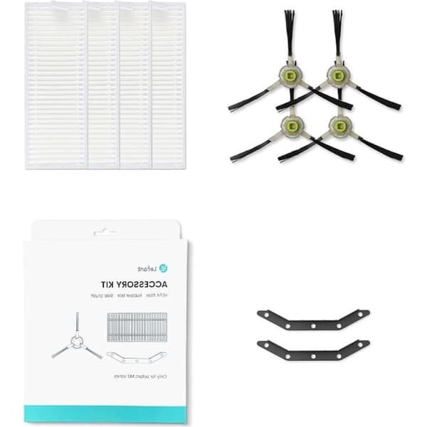 Zijborstel met Hepa-filter en rubberen schraper - originele accessoireset - perfect compatibel met M210/M210B/M210P/N1/M213/M213S robotstofzuiger