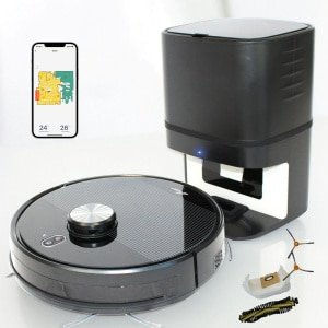 Zoef Robot robotstofzuiger Willem met accessoires set - met leegstation - met laadstation - 6000 Pa - robotstofzuiger met dweilfunctie - uitgebreide mapping - met automatische afzuigunit