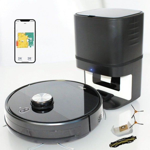 Zoef Robot robotstofzuiger Willem met accessoires set - met leegstation - met laadstation - 6000 Pa - robotstofzuiger met dweilfunctie - uitgebreide mapping - met automatische afzuigunit